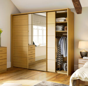 Interior of modern empty wardrobe room